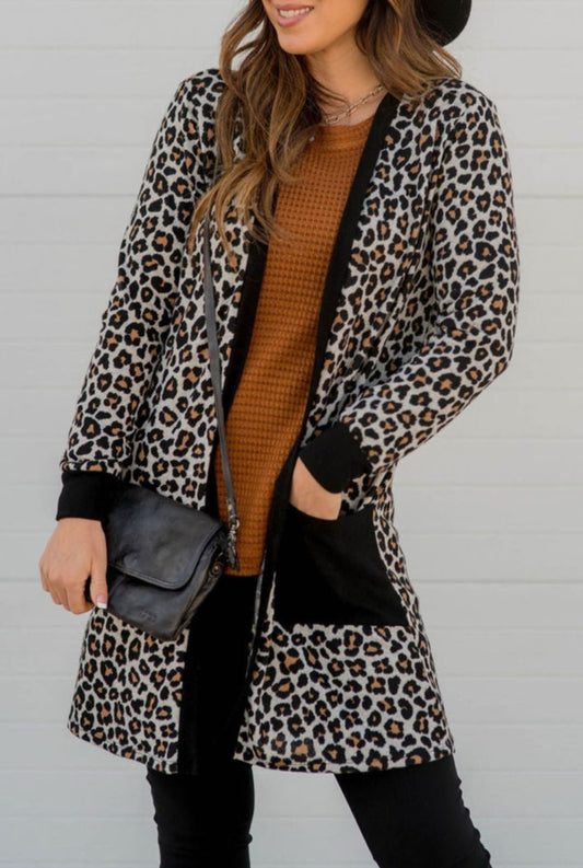 Cardigan black leopard